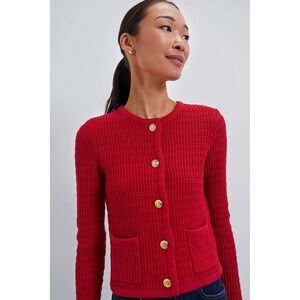 Red Button-Up Women's Cardigan